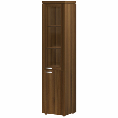 Шкаф узкий высокий комбинированный со стеклом в деревянной раме (правый/без боковых панелей и топа) Милан МЛ-2.1+МЛ-8.0Пр+МЛ-8.3Пр