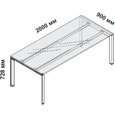 Стол руководителя стеклянный 200 см на П-образных опорах 5-th Element 153 920/ 153 932