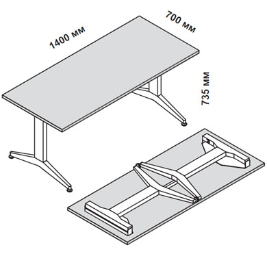 Стол со складными ножками 140х70 см Oyo  175666