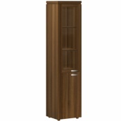 Шкаф узкий высокий комбинированный со стеклом в деревянной раме (левый/без боковых панелей и топа) Милан МЛ-2.1+МЛ-8.0Л+МЛ-8.3Л 