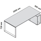 Стол руководителя 200 см с опорами-рамками и тумбой 5-th Element 153913