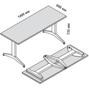 Стол со складными ножками 140х60 см Oyo  175631