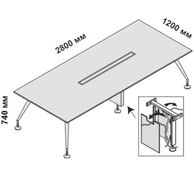 Стол для переговоров 280 см МДФ опоры хром Enosi Evo 156379
