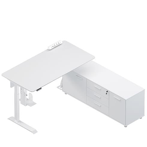 Стол  рабочий, на опорной сервисной тумбе, регулируемы по высоте правый UP-1 DZZ80-2.180182R