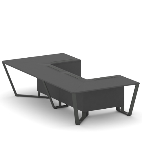 Стол переговорный П-образный 160х320 см (ЛДСП/Металл крашеный, лючок алюминий)   Стил Мит (Steel Meet) KDK-PR.B.SP-07P