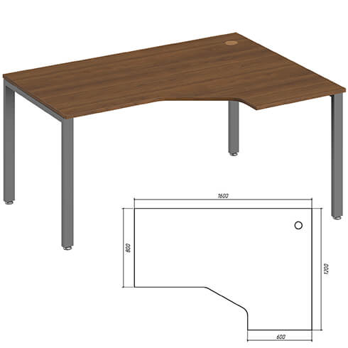 Эргономичный стол правый 160 см  TDM322155