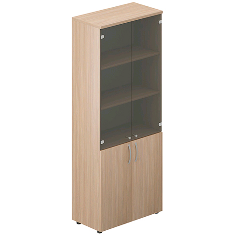 Шкаф для документов (2 двери, 2 стеклянные двери, 4 полки)  MNHS834 