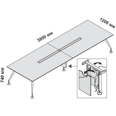 Стол для переговоров 380 см МДФ опоры хром Enosi Evo 156381