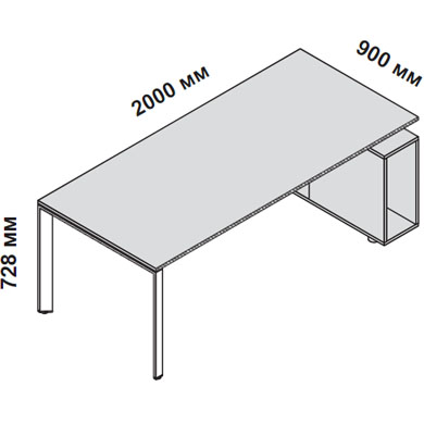 Стол руководителя 200 см на П-образных опорах и тумбой 5-th Element 153906