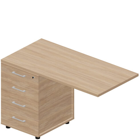 Тумба приставная 4 ящика 118х60 см ручки - алюминий  Домино (Domino) ODN41260 Domino New