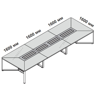 Стол для переговоров 480х160 см на 16 человек со стеклянной столешницей прямоугольный I-Meet 146521