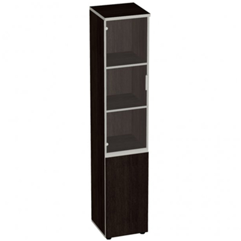 Шкаф узкий высокий двухдверный со стеклом  