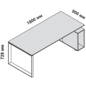 Стол руководителя 180 см с опорами-рамками и тумбой 5-th Element 153910