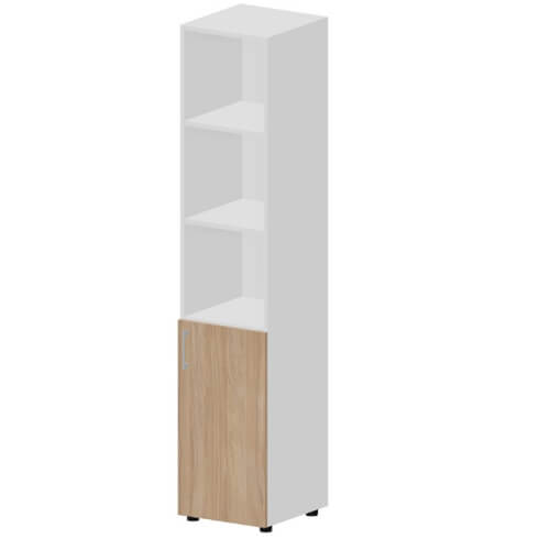 Шкаф для документов узкий (4 полки, ручки - алюминий) правый    OMHSD432 Artwood