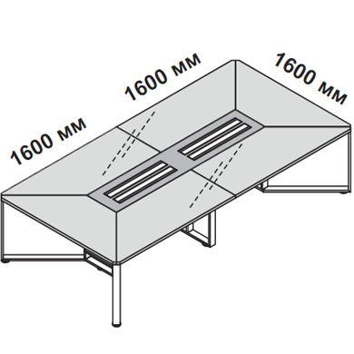 Стол для переговоров 320х160 см на 12 человек со стеклянной столешницей прямоугольный I-Meet 146519