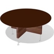 Стол для переговоров "круглый" 160 см- столешница- кожа темно-коричневая Prima Sinfonia PSMC015015MR