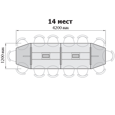 Стол для переговоров наборный 420 см на 14 человек Delta Evo 155243(2)+155249(2)