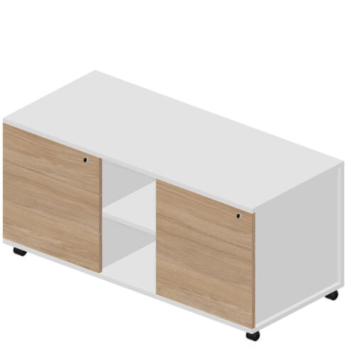 Сервисная тумба 3 секции стандартные колёсные опоры без ручек левая UMU1253BG