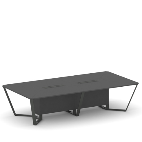 Стол переговорный прямоугольный 400х160 см (ЛДСП/Металл крашеный, лючок алюминий)     Стил Мит (Steel Meet) KDK-PR.B.SP-14