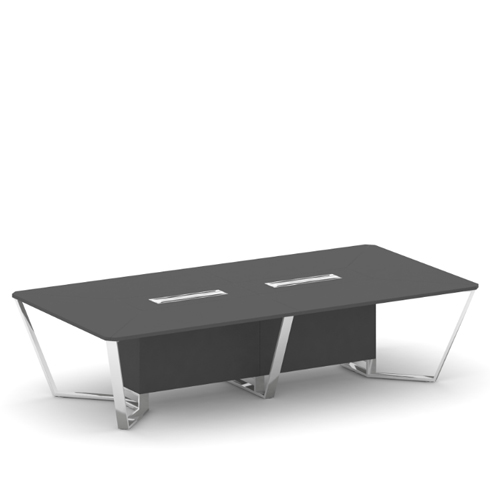 Стол переговорный прямоугольный 320х160 см (ЛДСП/Металл, лючок алюминий)     Стил Мит (Steel Meet) MDK-PR.B.SP-12