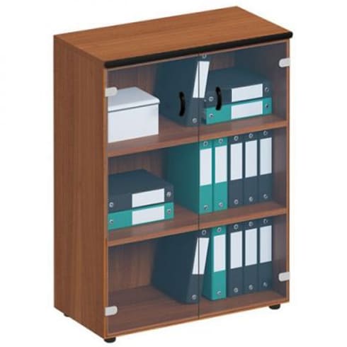 Шкаф для документов средний со стеклянными прозрачными дверями ДР 969 ОФ