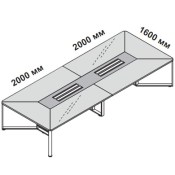 Стол для переговоров 400х160 см на 14 человек со стеклянной столешницей прямоугольный I-Meet 146520