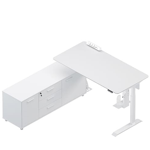 Стол  рабочий, на опорной сервисной тумбе, регулируемы по высоте левый  UP-1 DZZ81-2.200182L