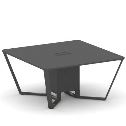 Стол переговорный квадратный 160 см (ЛДСП/Металл крашеный, лючок алюминий) Стил Мит (Steel Meet) KDK-PR.B.SP-08