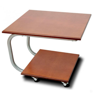 Журнальный столик средне-коричневый (мдф,шпон, металл) на колесиках