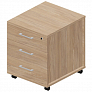 Тумба мобильная 3 ящика стандартные колёсные опоры ручки - алюминий  OMP3B Artwood
