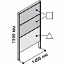 Модульная перегородка 1400 х 1500 мм с верхней панелью из ткани  5th element system 152956