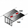 Центральный модуль 160х160 см стеклянного переговорного стола на опоре 146524