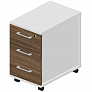 Тумба мобильная 3 ящика стандартные колёсные опоры ручки - алюминий OMP3N